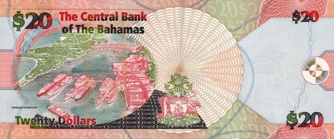 Купюра номиналом 20 багамских долларов, обратная сторона
